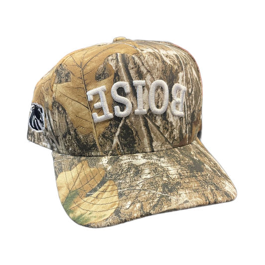 Boise State Broncos New Era Real Tree Upside Down "Boise" 9Fifty A-Frame Stretch Snapback Hat (Camo)