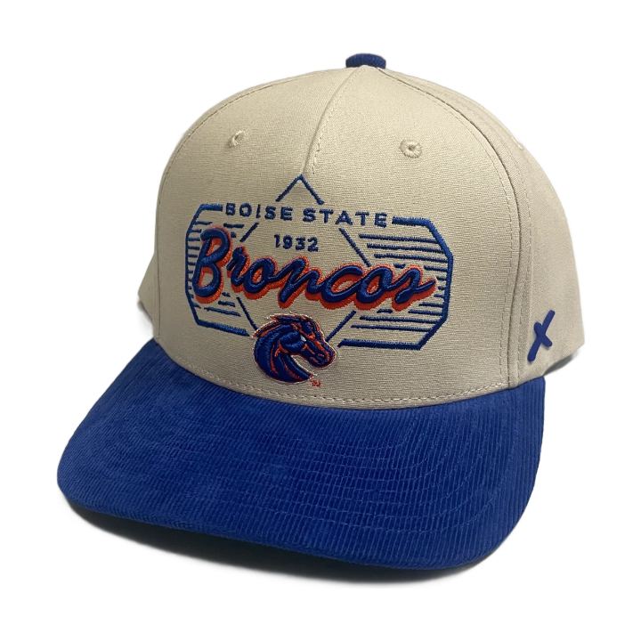 Boise State Broncos CapX Corduroy Bill Snapback Hat (Almond/Blue)