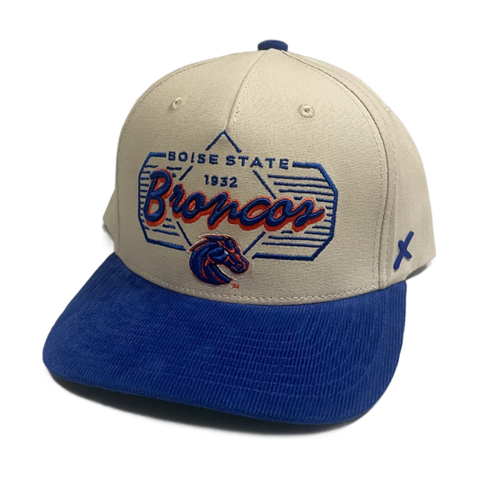 Boise State Broncos CapX Corduroy Bill Snapback Hat (Almond/Blue)