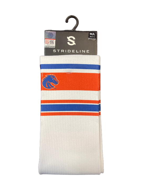 Boise State Broncos Strideline Striped Crew Socks (White)