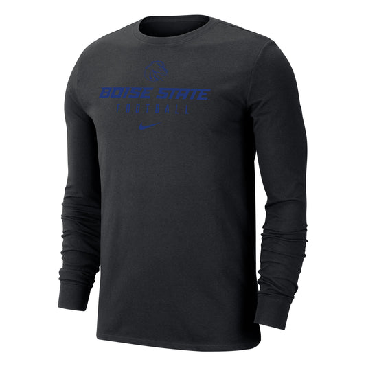 Boise State Broncos Nike Men's "Football" Dri-Fit Cotton Long Sleeve T-Shirt (Black)