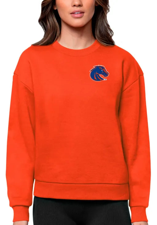 Boise State Broncos Antigua Women's Crewneck Sweatshirt (Orange)
