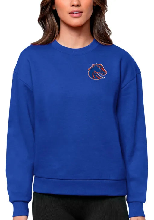 Boise State Broncos Antigua Women's Crewneck Sweatshirt (Blue)