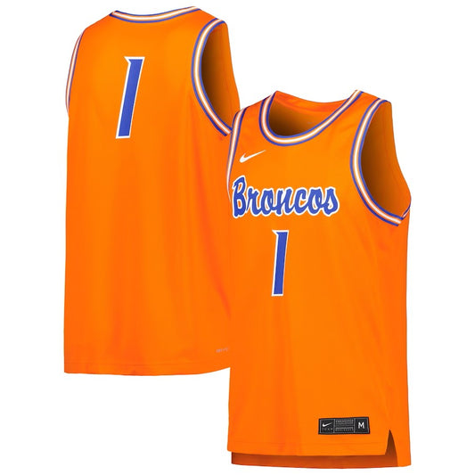 Boise State Broncos Nike Men's Retro #1 Basketball Jersey (Orange)